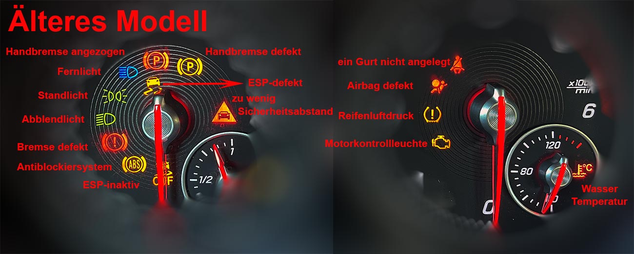Kontrolleuchten lteres Modell